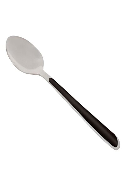 OEM Set of 6 stainless steel spoons, plastic handle, 22 cm, black