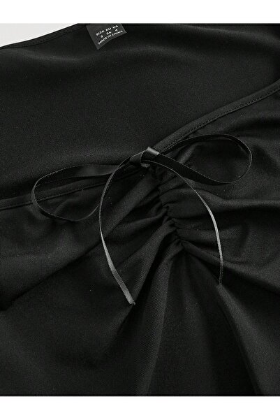 meren like your style Μαύρη δαντέλα ισπανική μπλούζα με κορδόνια με κορδόνια στο στήθος