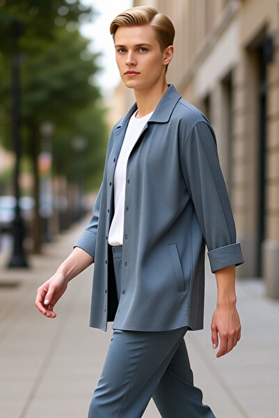 PayBuy Men's Linen Look Apache Collar Shirt Functional Durable Quality Comfortable Aesthetic Stylish