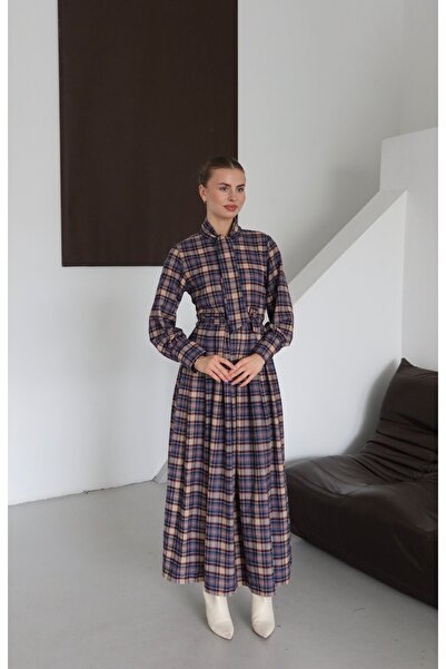 By ÖTE Rochie premium în carouri cu curea