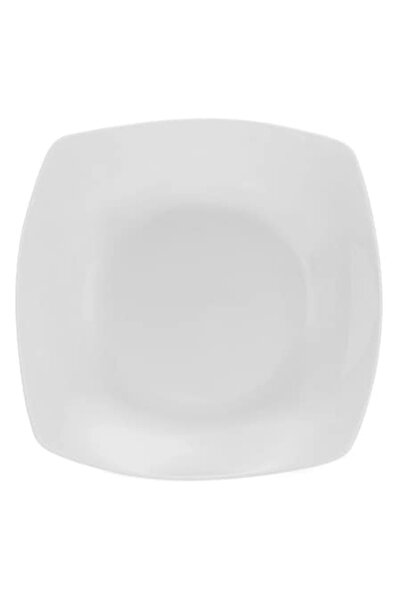 OEM Porcelain Deep Plate, Square Design, White, 20x20cm, 0.6L