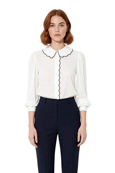 PayBuy Women's Clothing Collection Peter Pan collar Detailed Long Sleeve Regular Cut Woven Shirt Durable