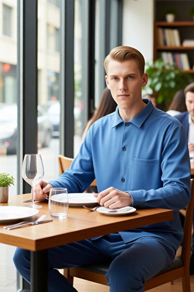 PayBuy Men's Textured Knitted Shirt Regular Fit Long Sleeve Casual Elegance and Offers Functional Comfort