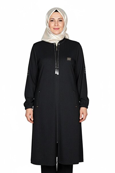 HESNA Γυναικείο μπουφάν Zeren Plus Size Ανοιξιάτικο με φερμουάρ και μαύρο καπάκι