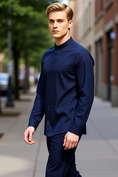 PayBuy Cămașă pentru bărbați slim fit Hakim, cu guler, model simplu, cu mânec...