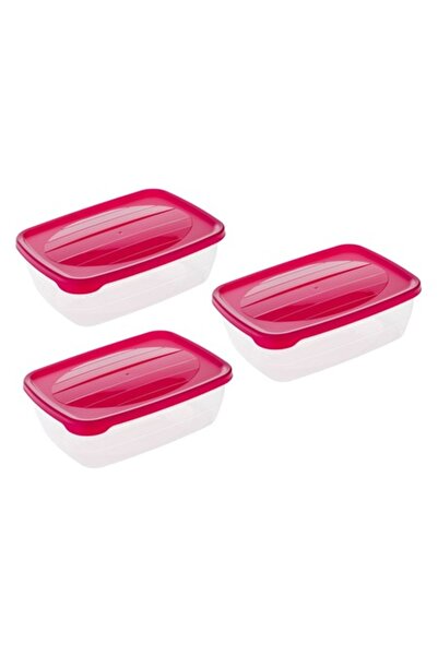 OEM Set of transparent food containers with fuchsia lids 2L - 3pcs