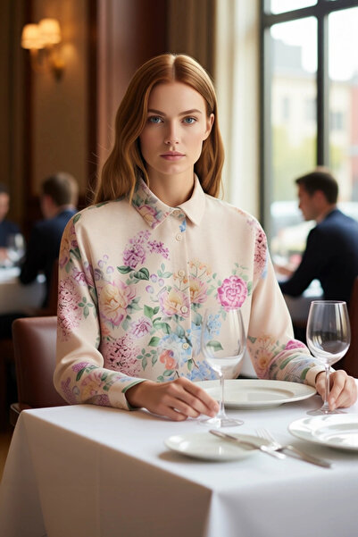 PayBuy Women's Oversized Linen Look Woven Floral Pattern Long Sleeve Spring Summer Style Functional