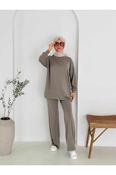 CİO KADIN MODAL SIFIR YAKA YANLARI YIRTMAÇLI EŞOFMAN TAKIMI