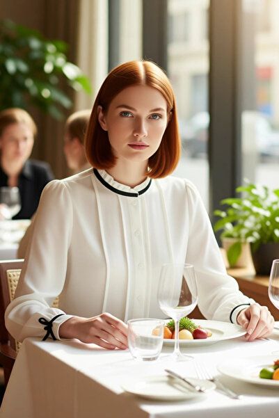 PayBuy Women's Satin Piped Detail Mock Neck Shirt Functional Durable Quality Comfortable Aesthetic Stylish