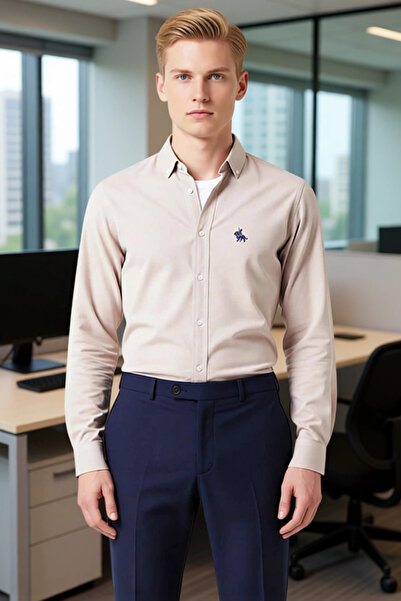 PayBuy Men's Oxford Woven Embroidered Shirt Functional Durable Quality Comfortable Aesthetic Premium