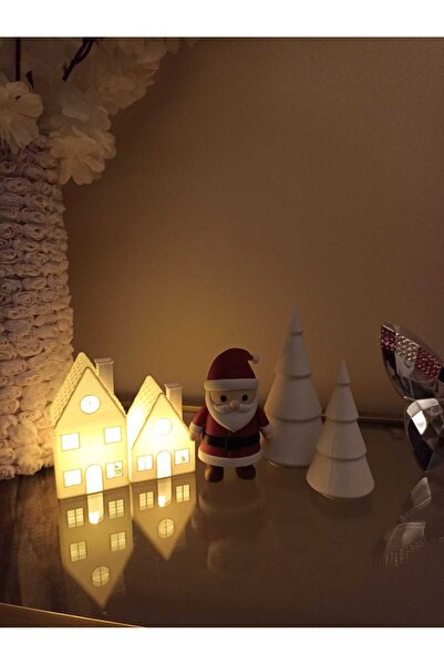 smilechild Yılbaşı Dekorasyon Noel Baba Yılbaşı Ağaçları ve Evleri 5 Parça Se...