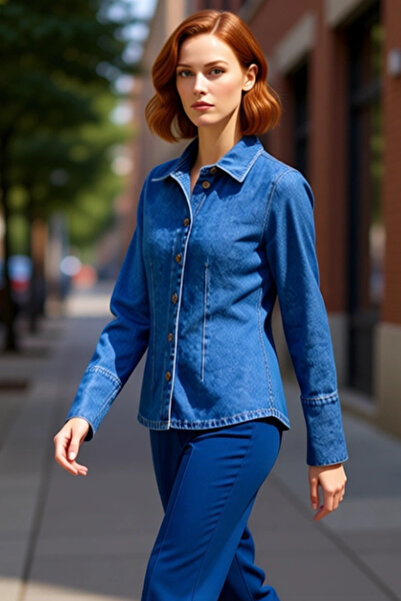 PayBuy Women's Denim Shirt with Cuff Details a Complement to Your Stylish Look Functional Sport