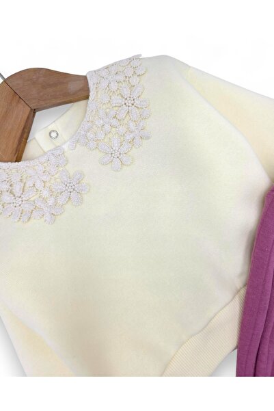 VEGAMOD Baby Girl Winter Lace Collar Detail Fleece Suit Fleece-Lined 6-9-12-18-24 Months Set