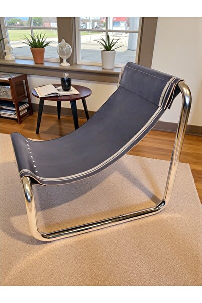 Raiffa Home Elysee Blue Deri Oturaklı Berjer