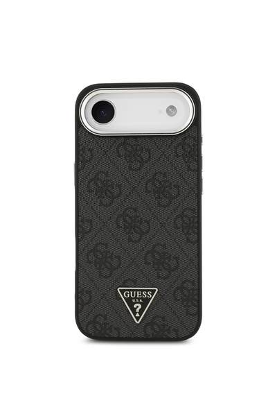 Guess iPhone 17 Air Case Licensed M-Safeli Silver with Camera Frame Triangle Logo 4g Patterned Black