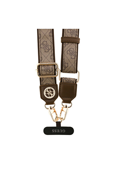Guess Licensed Stone Metal Logo Cross Body Phone Strap 1.5 Meter Brown