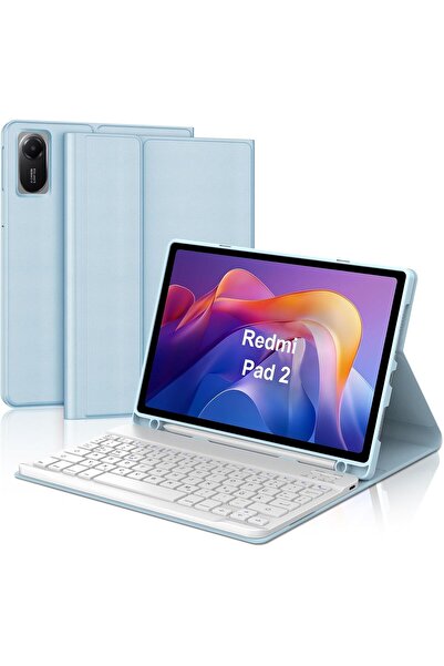 m.tk moveteck Xiaomi Redmi Pad 2 Compatible Tablet Case with Keyboard Wireless Bluetooth Pen Compartment Q Tablet Case