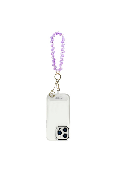 Guess Original Licensed 4g Metal Logo Crystal Stone Phone Wrist Strap Chain Purple