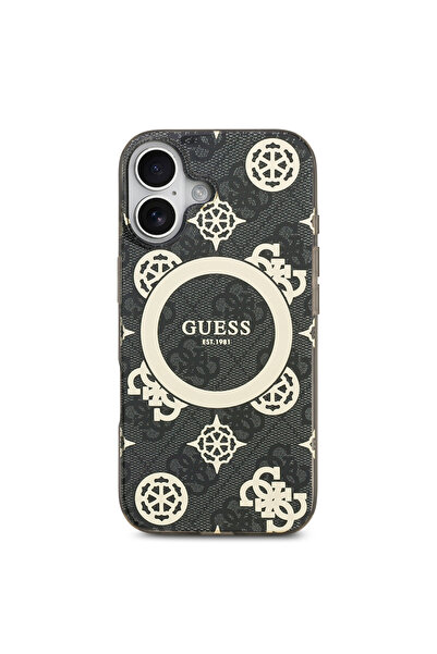 Guess iPhone 17 Compatible Case Licensed M-Safeli Iml Peony and 4g Patterned Classic Logo Cover Black