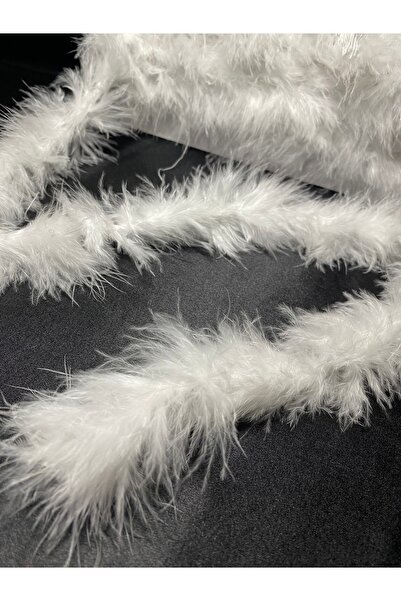 Massaltay White Fluffy Fox Feather Ribbon – Henna Engagement Decoration 1 Meter