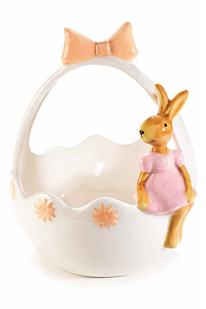 Decorer Coș decorativ de Paște din ceramică 16,5x14,5x20 cm