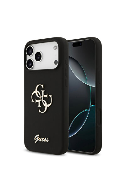 Guess غطاء متوافق مع هاتف iPhone 17 Pro Max، غطاء أصلي مرخص بشعار مكتوب عليه ...