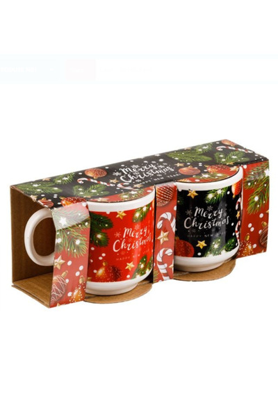 NBPRINT Set of Christmas Ceramic Cups Candy Ornaments 150ml - 2pcs