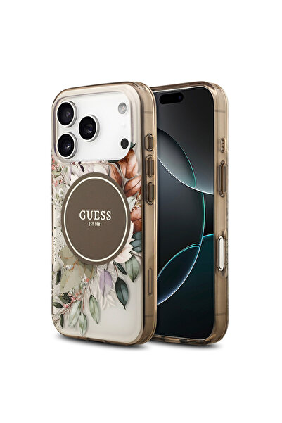 Guess iPhone 17 Pro Uyumlu Kılıf Lisanslı M-safe Şarj Özellikli Flower Tonal ...
