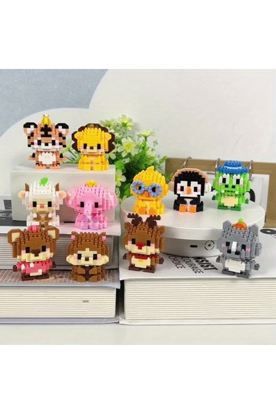 SHANTOU Sevimli Hayvanlar Blok Yapboz Yapı Taşı Figür (Modellerden Herhangi Biri 1 Adet Gönderilir)