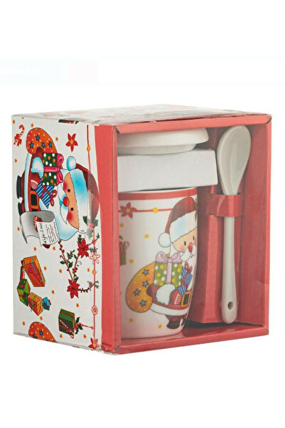 NBPRINT Christmas Mug Set with Lid & Spoon Santa Claus Letter 350ml - 3pcs