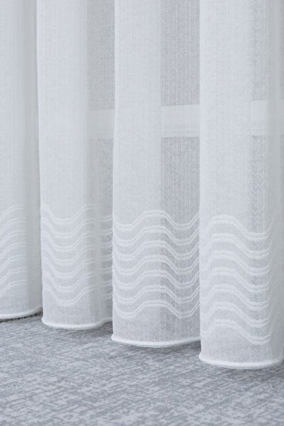 Brillant Keten Dokulu Etek Dalga İşlemeli Yumuşak Ütü İstemez Kırışmaz Yeni Sezon Salon Oda Tül Perdesi