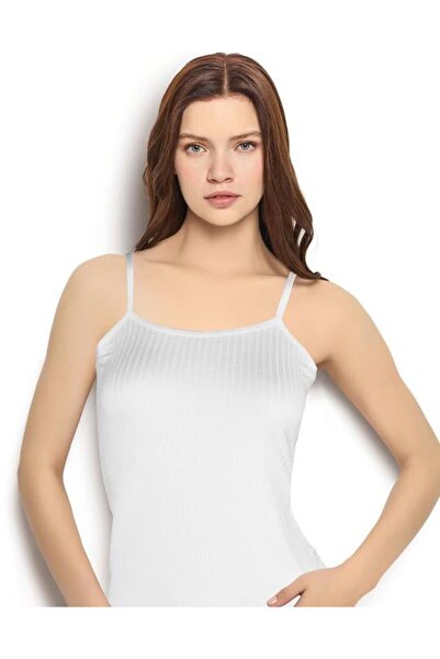 MultiPa Ji̇ber 2 Pieces Bamboo Premium White Women's Tank Top with String Straps