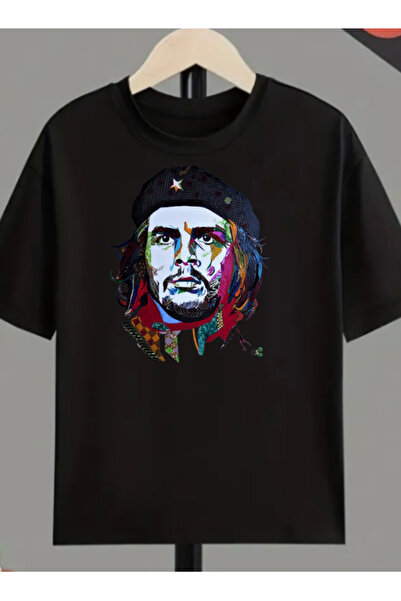 TİMİSİVA Μπλουζάκι Unisex oversized GUEVARA3 με τύπωμα με κοντό μανίκι ΜΑΥΡΟ