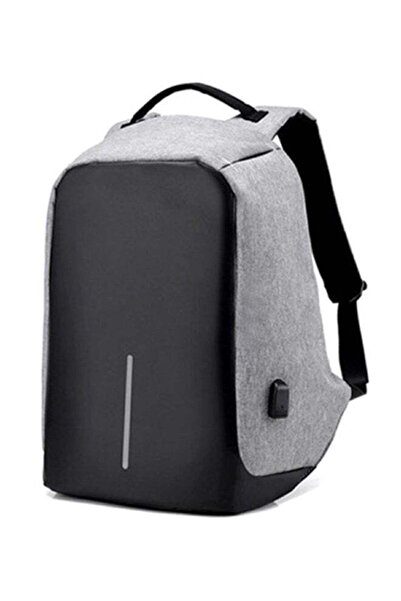 Generic Anti Theft Laptop Backpacks With USB Charging 15.6-Inch Grey/Black