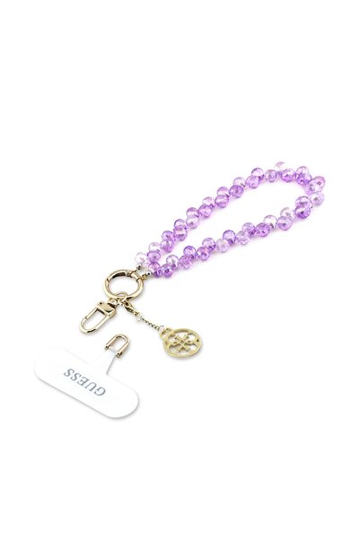 Guess Original Licensed 4g Metal Logo Crystal Stone Phone Wrist Strap Chain Purple