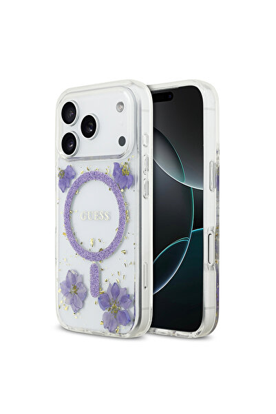 Guess iPhone 17 Pro Uyumlu Kılıf Lisanslı M-safe Şarj Özellikli Transparan Re...