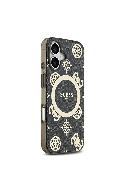 Guess iPhone 17 Compatible Case Licensed M-Safeli Iml Peony and 4g Patterned Classic Logo Cover Black