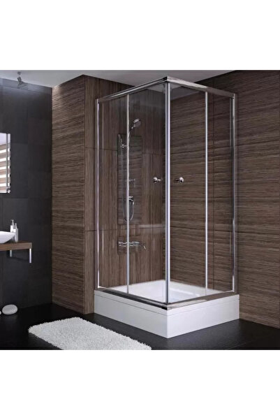 Sırduş 90x90x190 Kare Parlak Profil Şeffaf Cam Duş Kabini & 90x90x16 Panelli ...