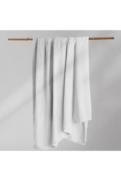 Deco King Modern style blanket with embossed jacquard pattern, Henry, 240 g/m2, 70x150 cm, white