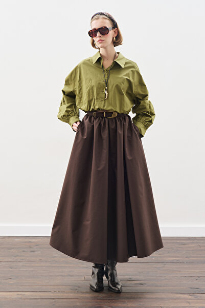 Manuka Crop Balon Form Shirt Oil Green