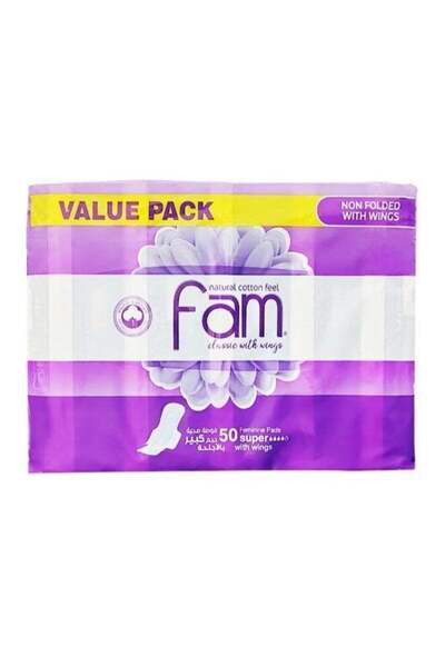 FAM فوط نسائية ماكسي كلاسيك بأجنحة سوبر ٥٠ فوطة