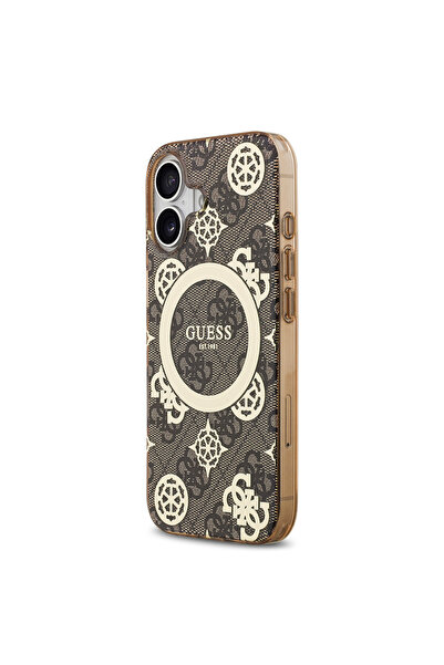 Guess iPhone 17 Compatible Case Licensed M-Safeli Iml Peony and 4g Patterned Classic Logo Brown