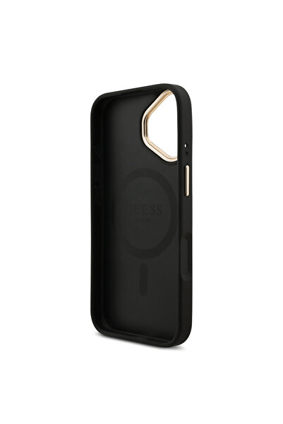 Guess iPhone 17 Compatible Case Licensed M-Safe Featured 4g Metal Large Logo Card Holder Cover Black