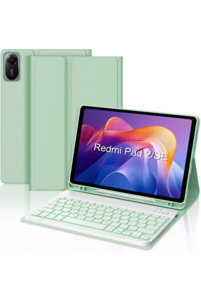 m.tk moveteck Xiaomi Redmi Pad 2 Compatible Tablet Case with Keyboard Wireless Bluetooth Pen Compartment Q Tablet Case