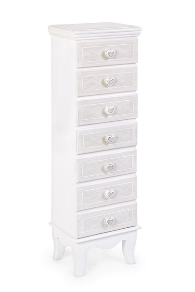 Bizzotto Charlene 7-drawer chest in patinated white wood 29 x 21 x 99 cm