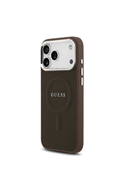 Guess iPhone 17 Pro Max Compatible Case Licensed M-Safeli Classic Letter Logo Pu Leather Cover Brown