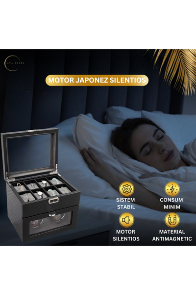 AVA-STARS Automatic Watch Winder Box, Velvet Interior and Leather Exterior, Key Lock, ®