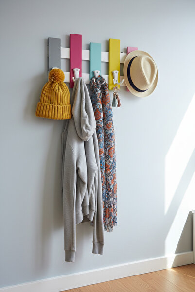 Roslyn Home Askılık, Renkli Askılık, Duvar Askılığı, Ahşap Dekoratif Askılık,...