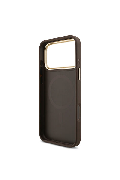 Guess iPhone 17 Pro Max Compatible Case Licensed M-Safeli 4g Metal Large Logo Card Holder Brown