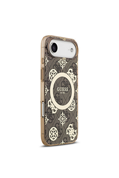 Guess iPhone 17 Air Compatible Case Licensed M-Safeli Iml Peony and 4g Patterned Classic Logo Brown